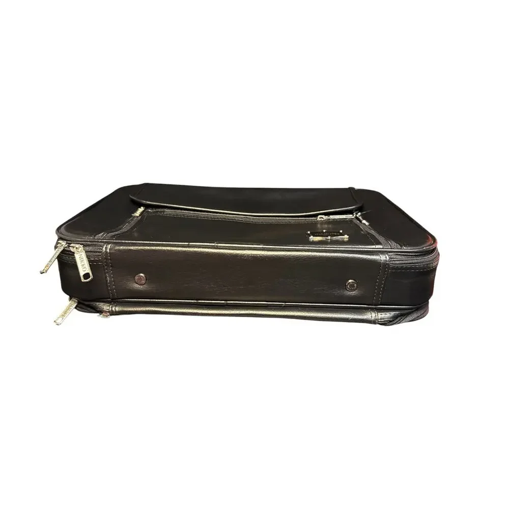 Vintage GOLDPFEIL Black Leatherette Faux Leather- Vinyl Construction Laptop Bag